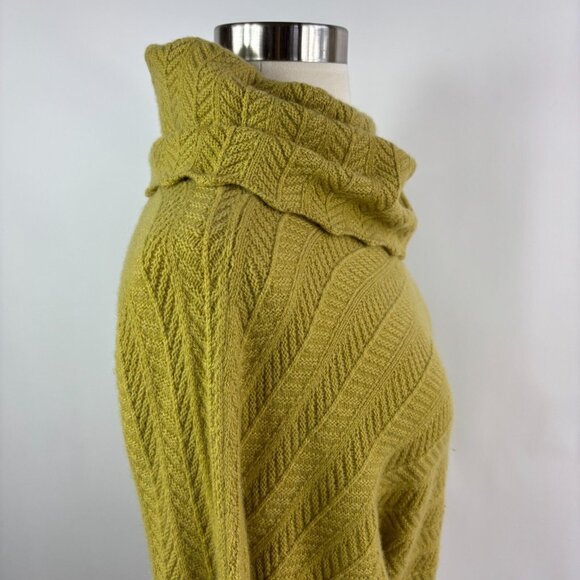 Sutton Studio Sweater Womens M Cashmere Chartreuse Cowl Neck Bell Sleeve Print - Picture 6 of 15